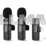 Микрофон петличный для телефона 2 шт K9 Bluetooth Lightning Black